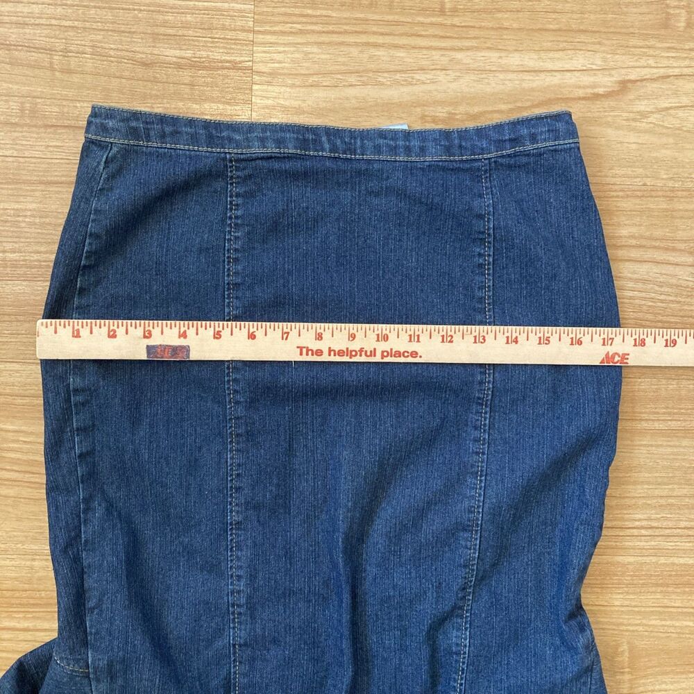 K Jordan Womens 6 Denim Hi-Low Mermaid Skirt Layered Ruffle Back MUST SEE - Picture 7 of 8